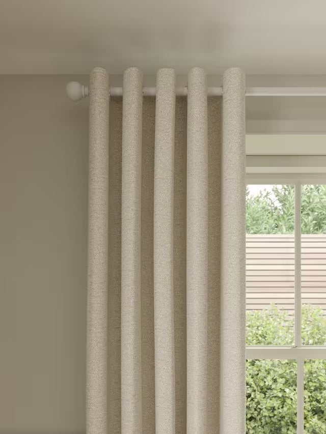 John Lewis Textured Pair Lined Eyelet Curtains W167 x D228cm - Marshmallow