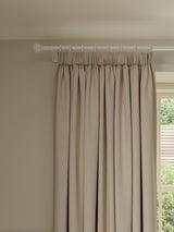 John Lewis Pure Cotton Pair Lined Pencil Pleat Curtains 228 x 228cm - Putty