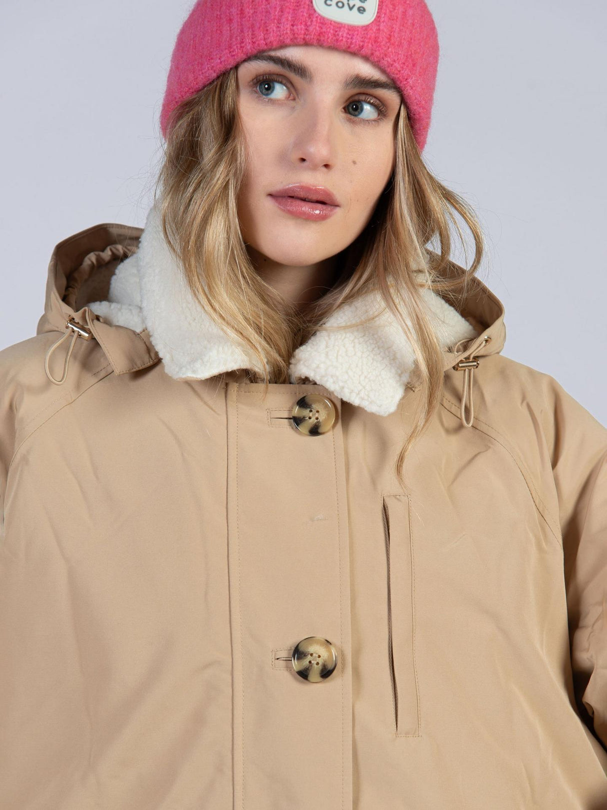 Cape Cove Cowrie Womens Lined Polyester Hooded Changing Coat Size XS - Stone