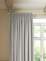 John Lewis Ticking Stripe Lined Pencil Pleat Curtains 228x228cm - Loch Blue