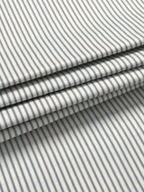 John Lewis Ticking Stripe Lined Pencil Pleat Curtains 228x228cm - Loch Blue