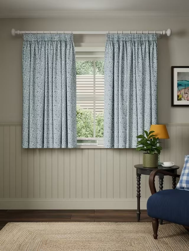 John Lewis Amara Blackout/Thermal Pencil Pleat Curtains W228 x D137cm - Blue