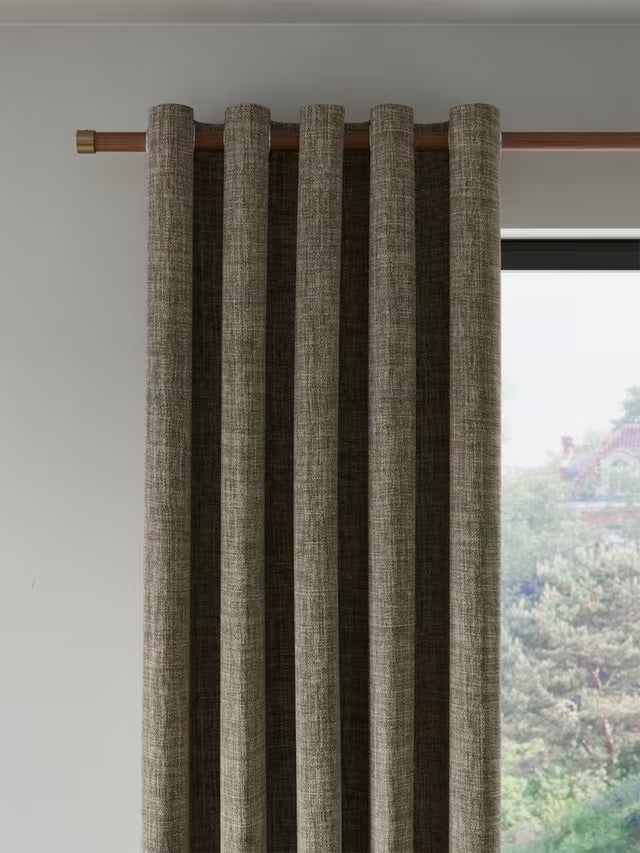 John Lewis Textured Blackout Lined Eyelet Curtains 228 x 228cm - Pale Mole