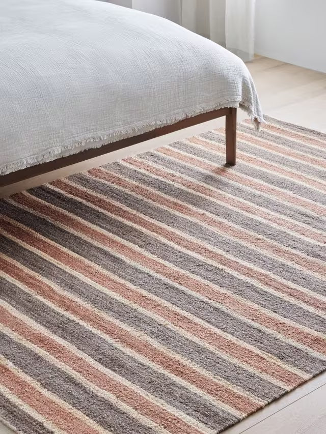 John Lewis Longstock Bold Stripe Hand Woven Jute Rug L240 x W170cm - Nutmeg