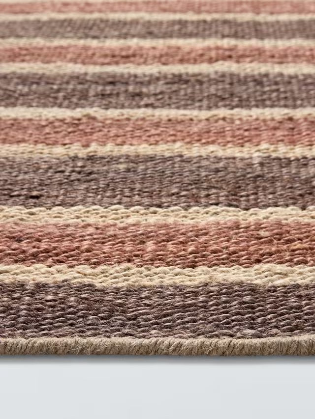 John Lewis Longstock Bold Stripe Hand Woven Jute Rug L240 x W170cm - Nutmeg