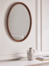 John Lewis Farmhouse Decorative Oval Wood Wall Mirror 75 x 55cm - Walnut