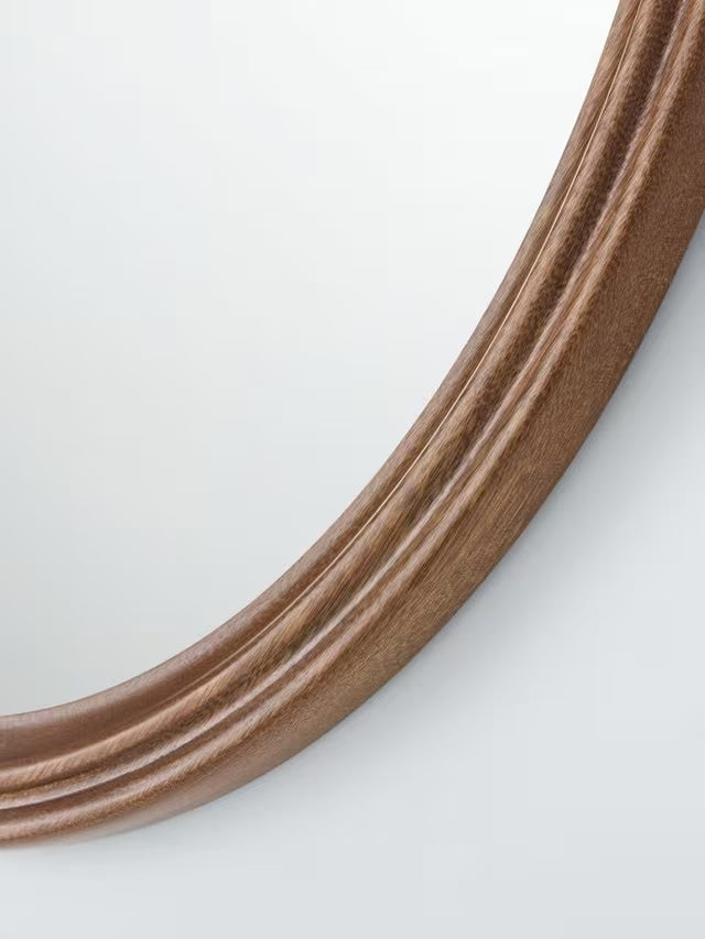 John Lewis Farmhouse Decorative Oval Wood Wall Mirror 75 x 55cm - Walnut