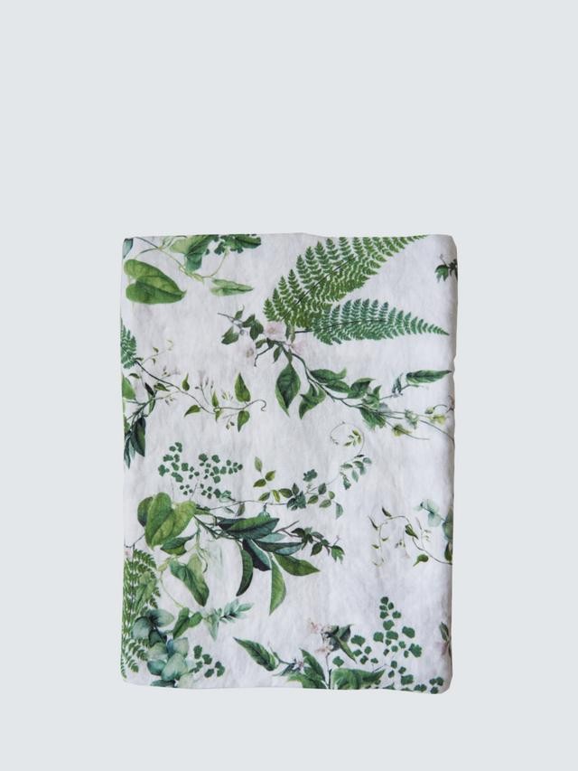 By Hope Eden Floral Linen Tablecloth 250 x 143cm Multicoloured - Green/White
