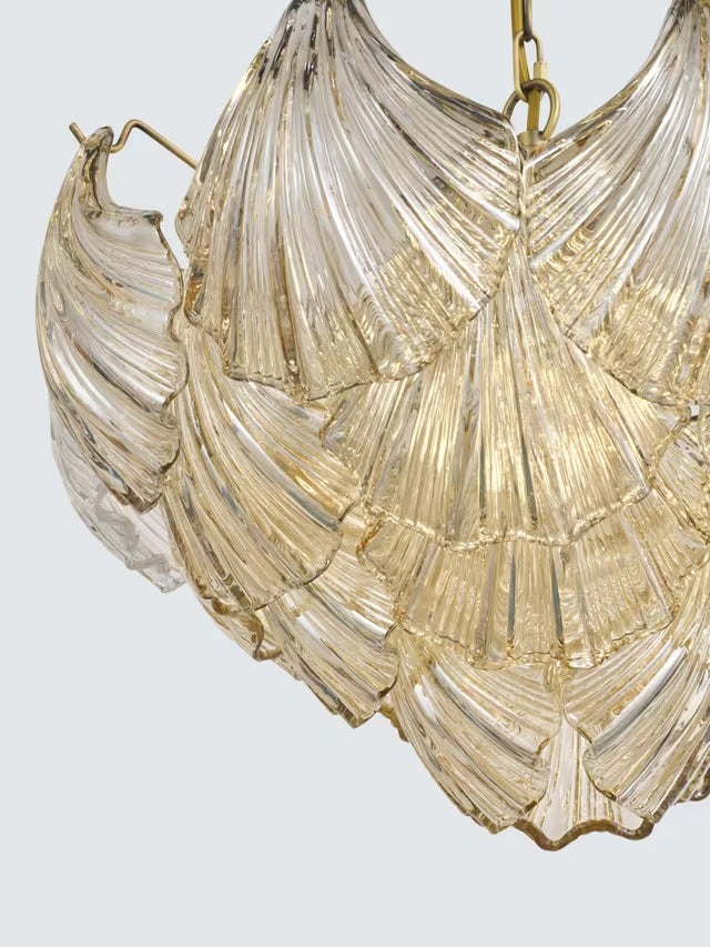 John Lewis Deco Shell Glass Matt Antique Pendant Ceiling Light - Champagne