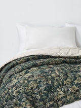 John Lewis Giardino Leaf Linen Blend Quilted Bedspread 220 x 220cm - Green