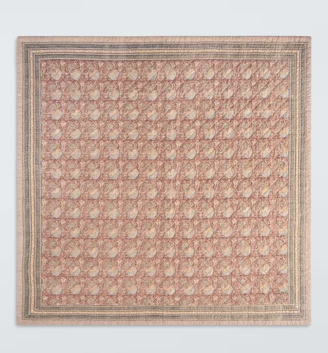 John Lewis Lotus Cotton Quilted Bedspread 220x220cm - Ochre Yellow/Soft Pink