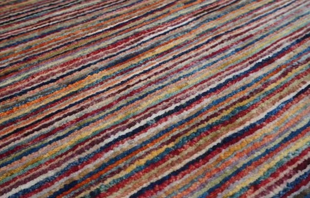 Gooch Oriental Stripe Gabbeh Hand-Knotted Pure Wool Rug 232 x 170cm - Multi