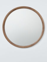 John Lewis Farmhouse Round Wood Frame Decorative Wall Mirror 70cm - Walnut