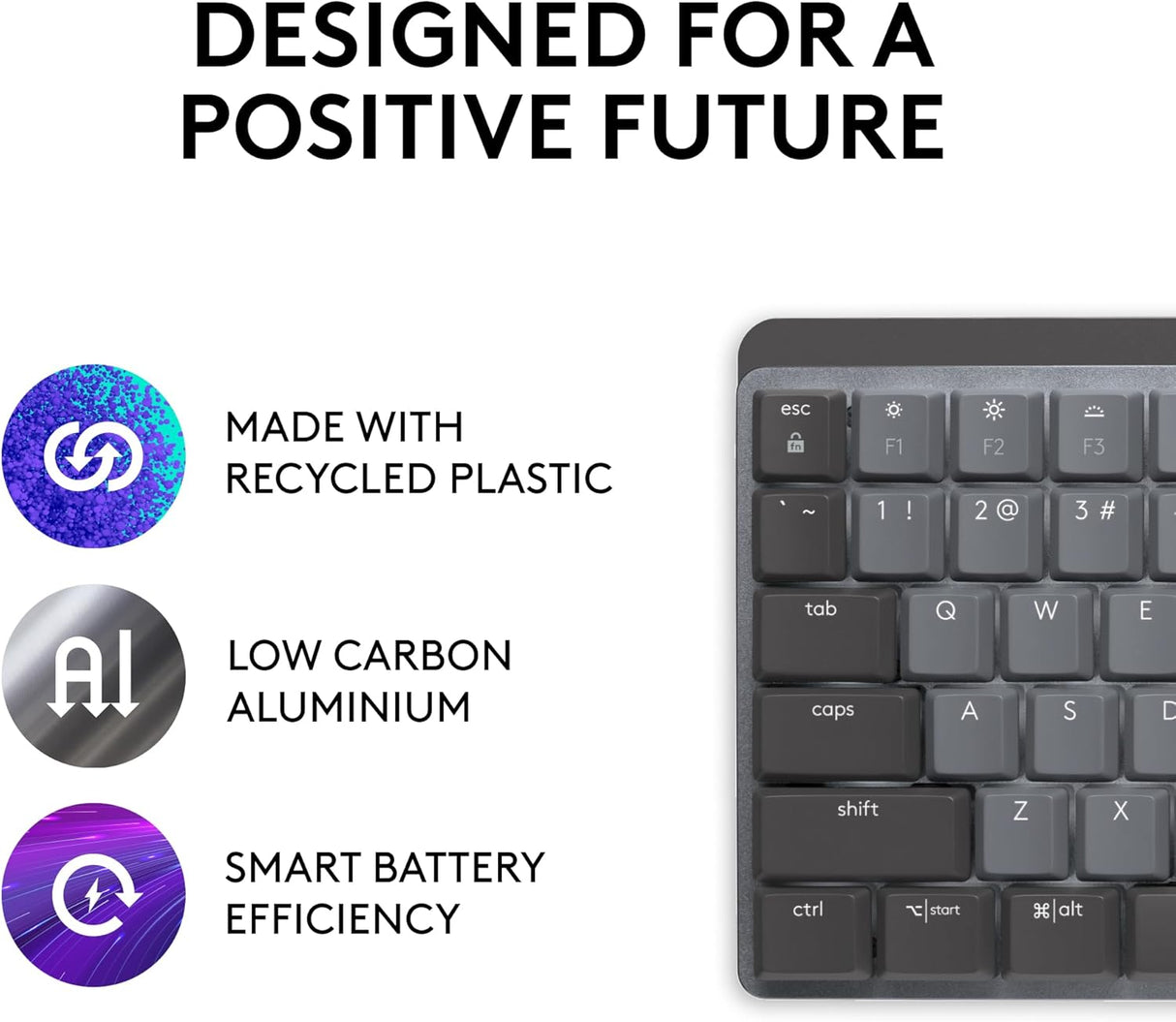 Logitech MX Mechanical Bluetooth Rechargeable Wireless Keyboard - Graphite