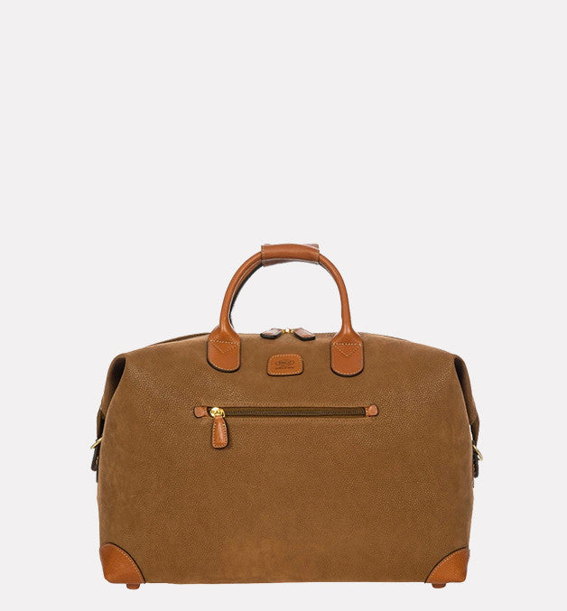 Bric's Life Women's Faux Suede Leather Trim Small Travel Holdall Bag - Camel