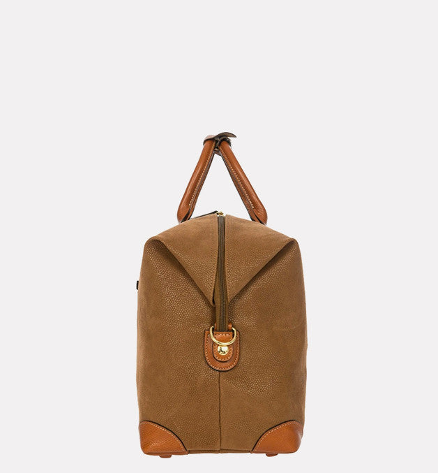 Bric's Life Women's Faux Suede Leather Trim Small Travel Holdall Bag - Camel