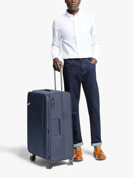John Lewis Vienna 4-Wheel 76cm Lightweight Large Luggage Suitcase - Navy