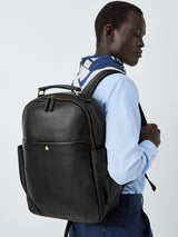 John Lewis Padded Straps Leather Backpack With 15" laptop compartment Black