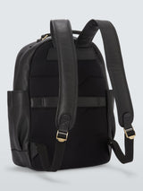 John Lewis Padded Straps Leather Backpack With 15" laptop compartment Black
