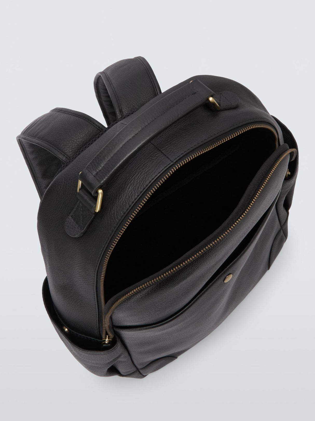John Lewis Padded Straps Leather Backpack With 15" laptop compartment Black