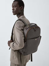 John Lewis Leather Adjustable Modern Backpack with Pockets - Dark Brown