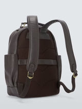 John Lewis Leather Adjustable Modern Backpack with Pockets - Dark Brown