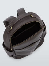 John Lewis Leather Adjustable Modern Backpack with Pockets - Dark Brown