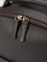 John Lewis Leather Adjustable Modern Backpack with Pockets - Dark Brown