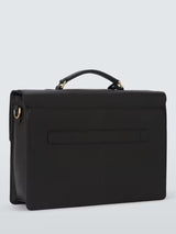 John Lewis Classic Leather Briefcase Bag with Laptop Compartment - Black
