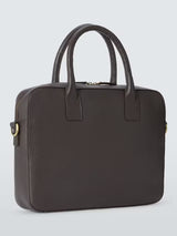 John Lewis Men's Cow Leather Travel Bag Laptop Briefcase -  Dark Brown
