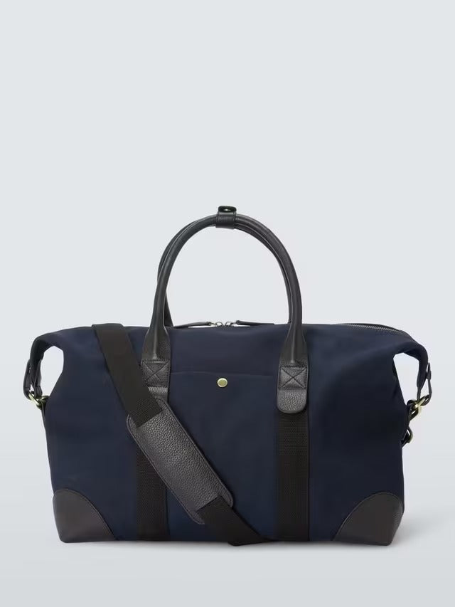 John Lewis Unisex Cotton Canvas Overnighter Duffle Travel Gym Bag - Navy
