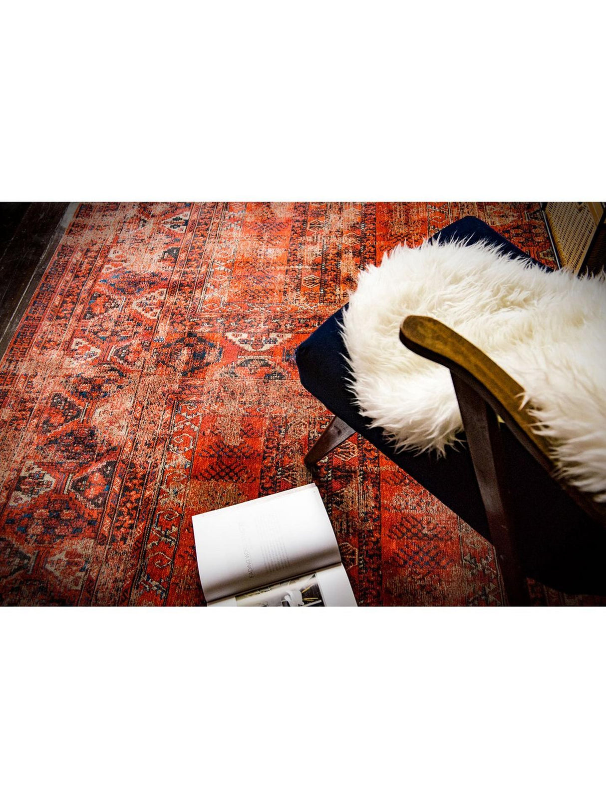 Louis De Poortere Hadschlu Rectangular Polyester Rug - Red L180 x W120 cm