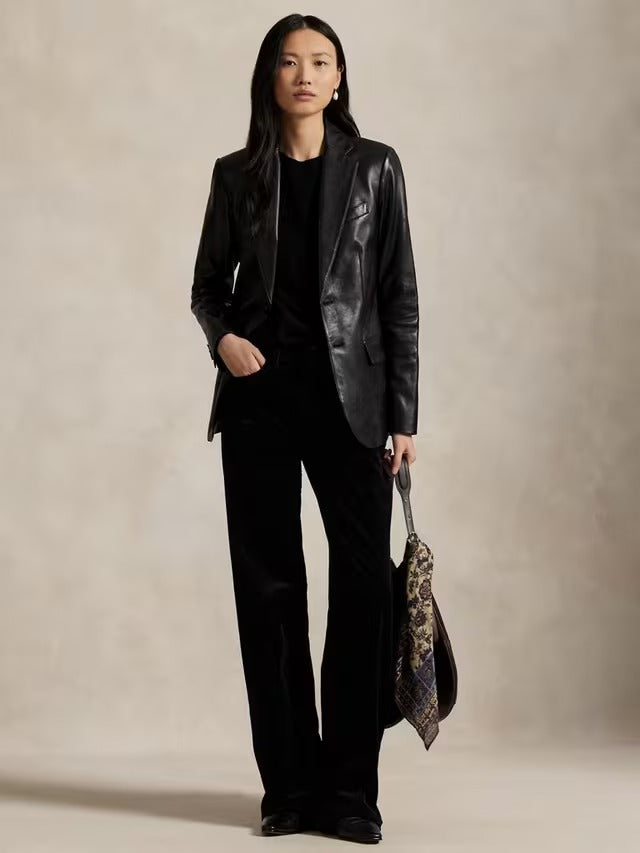 Ralph Lauren Polo Ralph Lauren Corduroy Wide Leg Trousers - Black - Size 16
