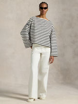Ralph Lauren Women's Denim Wide Leg Straight Sailor Jeans Luizia Wash - 28