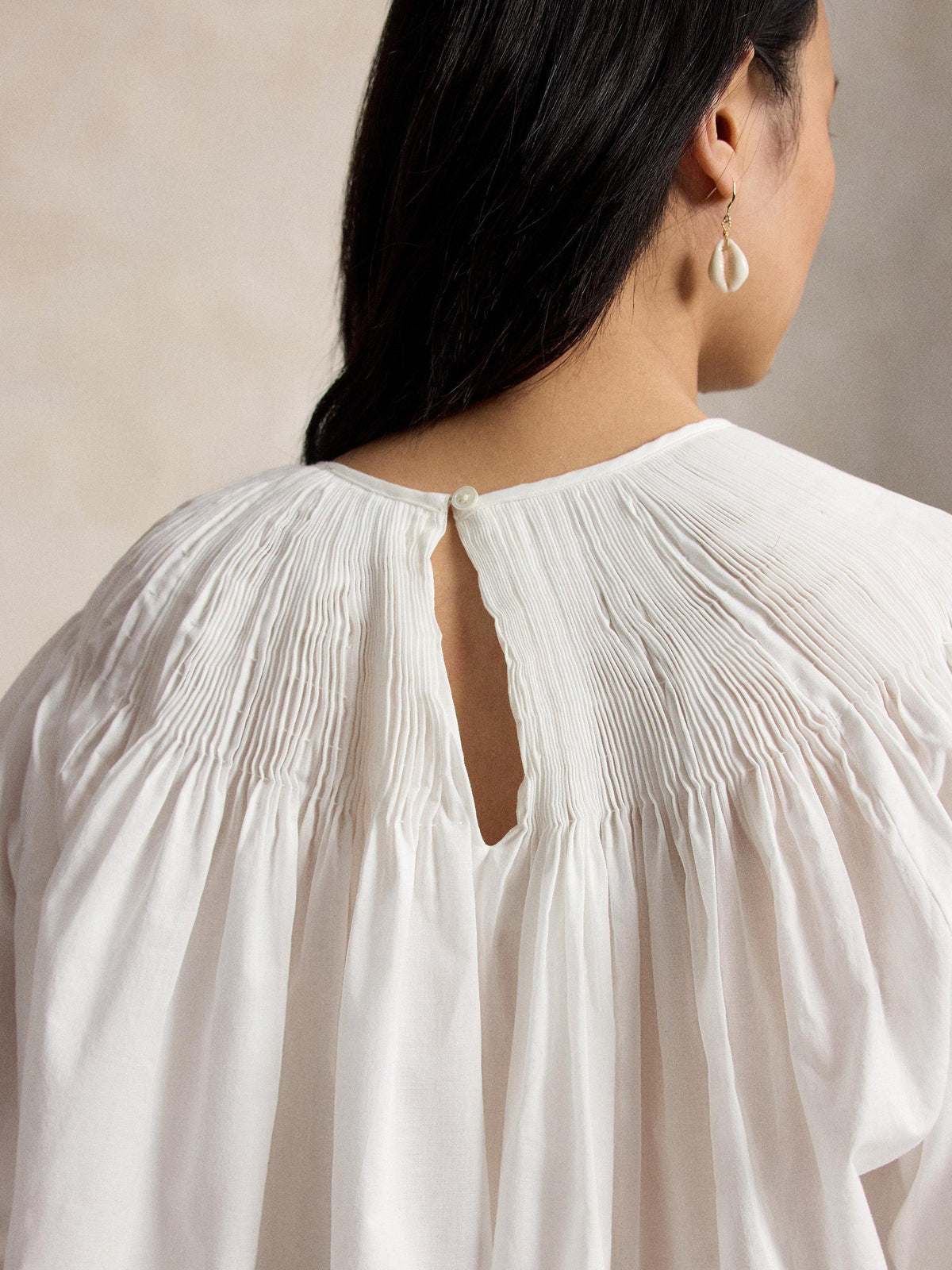 Polo Ralph Lauren Pintuck Yoke Cotton Button Top Blouse - Medium - White
