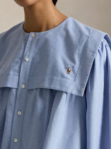 Ralph Lauren Polo Women's Bib Balloon Sleeve Oxford Shirt - Blue - UK 10