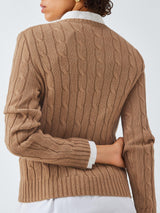 NEW Ralph Lauren Polo Women's Cable Knit Crew Neck Plain Jumper - Brown Size XXS