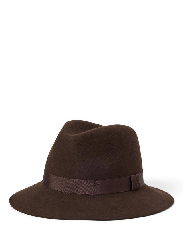 Ralph Lauren Women's Classic Elegant Style Wool Fedora Hat - Circuit Brown