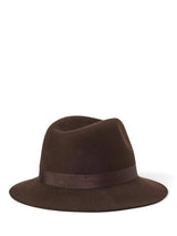 Ralph Lauren Women's Classic Elegant Style Wool Fedora Hat - Circuit Brown