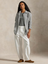 NEW Ralph Lauren Polo Women's Ricky Tapered Wide Relaxed Trousers - White - UK 6