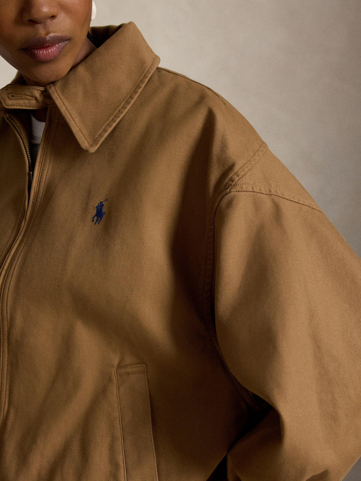 Polo Ralph Lauren Men's Double Faced Cotton Bomber Zip Jacket - Size L - Tan