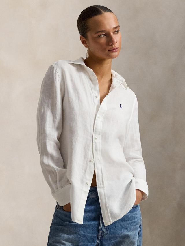 Ralph Lauren Polo Classic Fit Pure Linen Women's Shirt - White - Medium