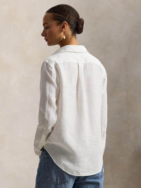 Ralph Lauren Polo Classic Fit Pure Linen Women's Shirt - White - Medium