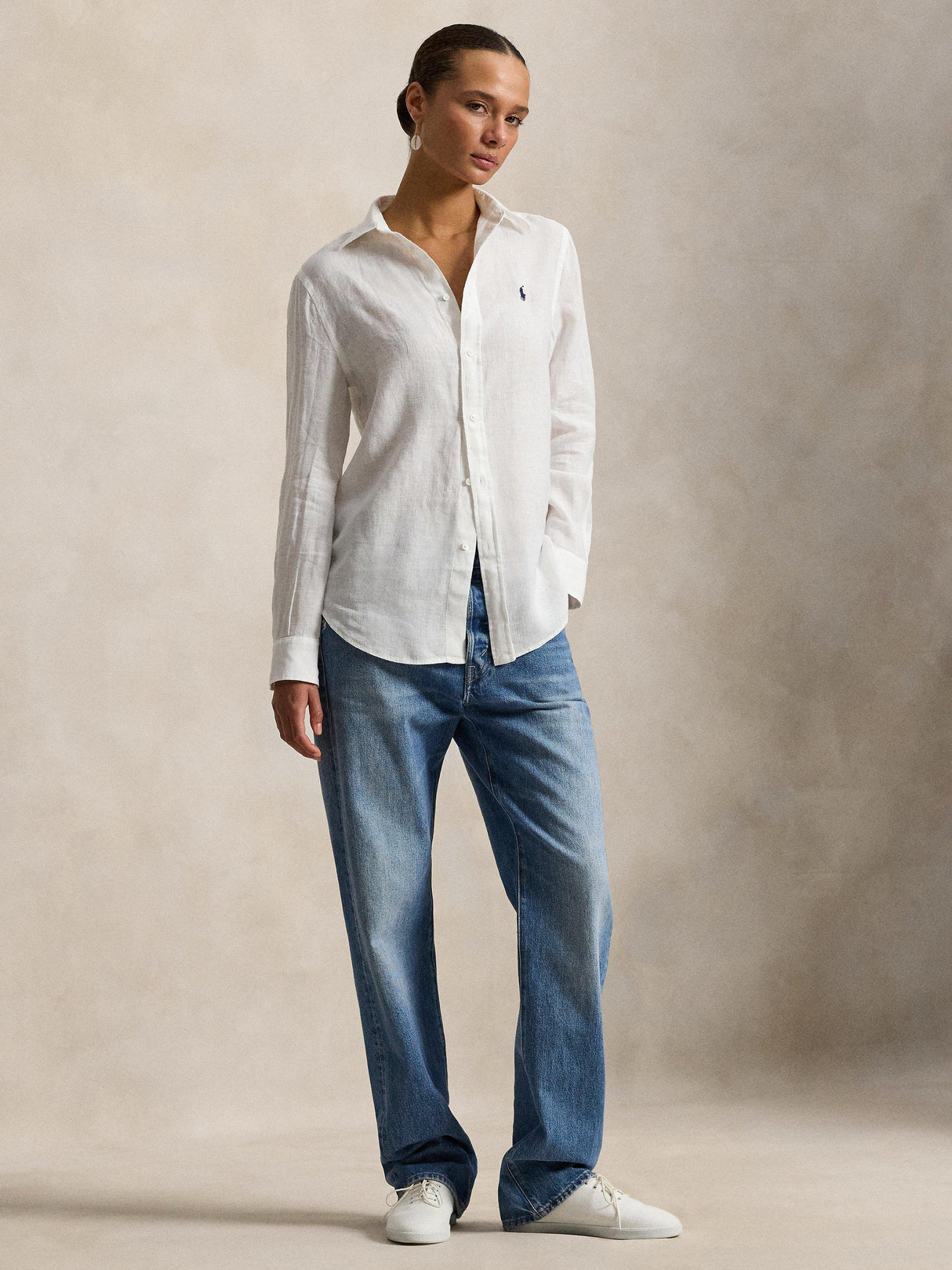 Ralph Lauren Polo Classic Fit Pure Linen Women's Shirt - White - Medium