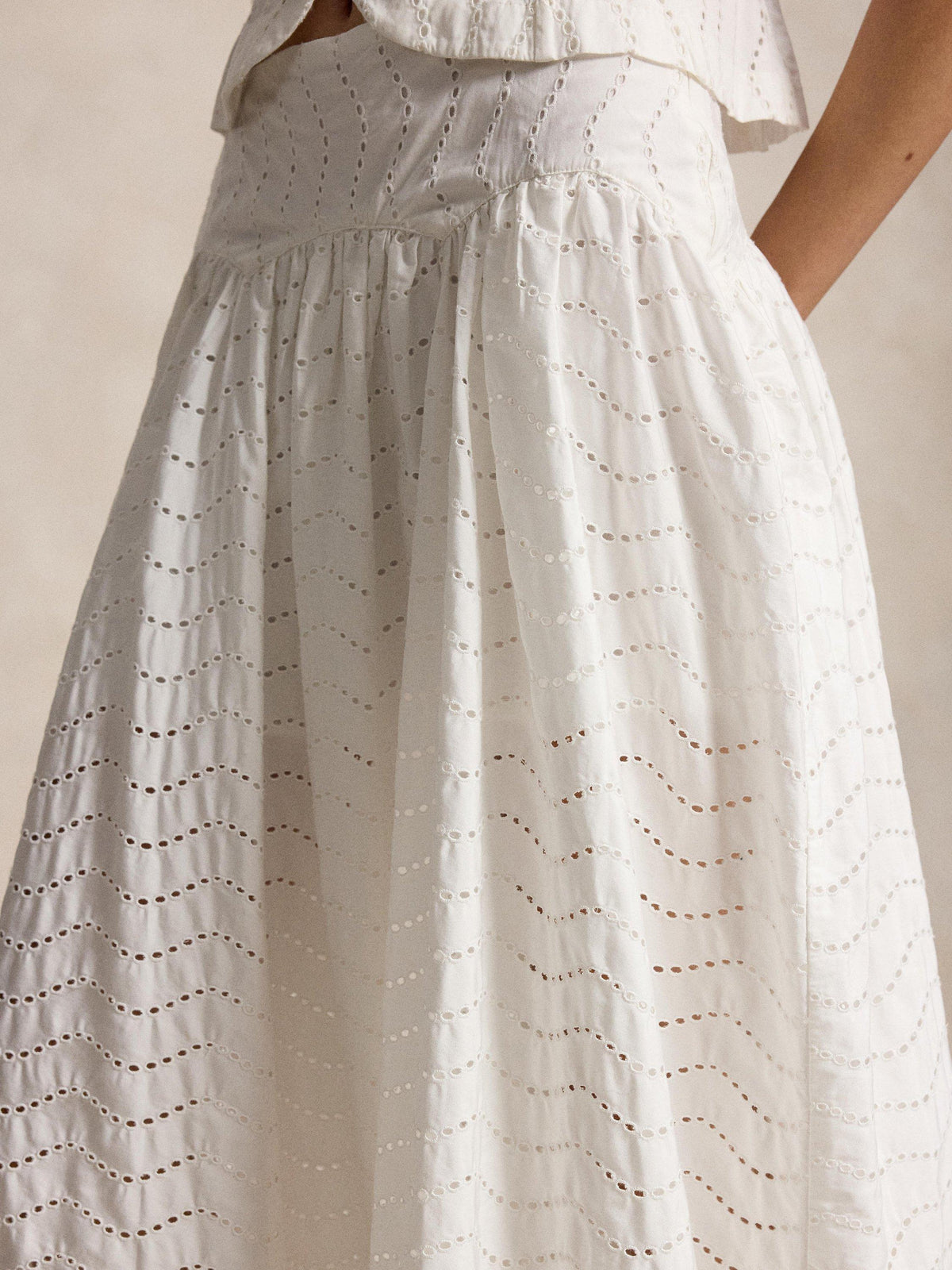 Polo Ralph Lauren Eyelet Embroidered Women's Maxi Skirt - UK Size 8 - White