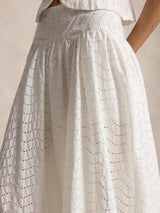 Polo Ralph Lauren Eyelet Embroidered Women's Maxi Skirt - UK Size 8 - White