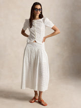 Polo Ralph Lauren Eyelet Embroidered Women's Maxi Skirt - UK Size 8 - White