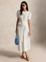 Polo Ralph Lauren Eyelet Embroidered Women's Maxi Skirt - UK Size 8 - White