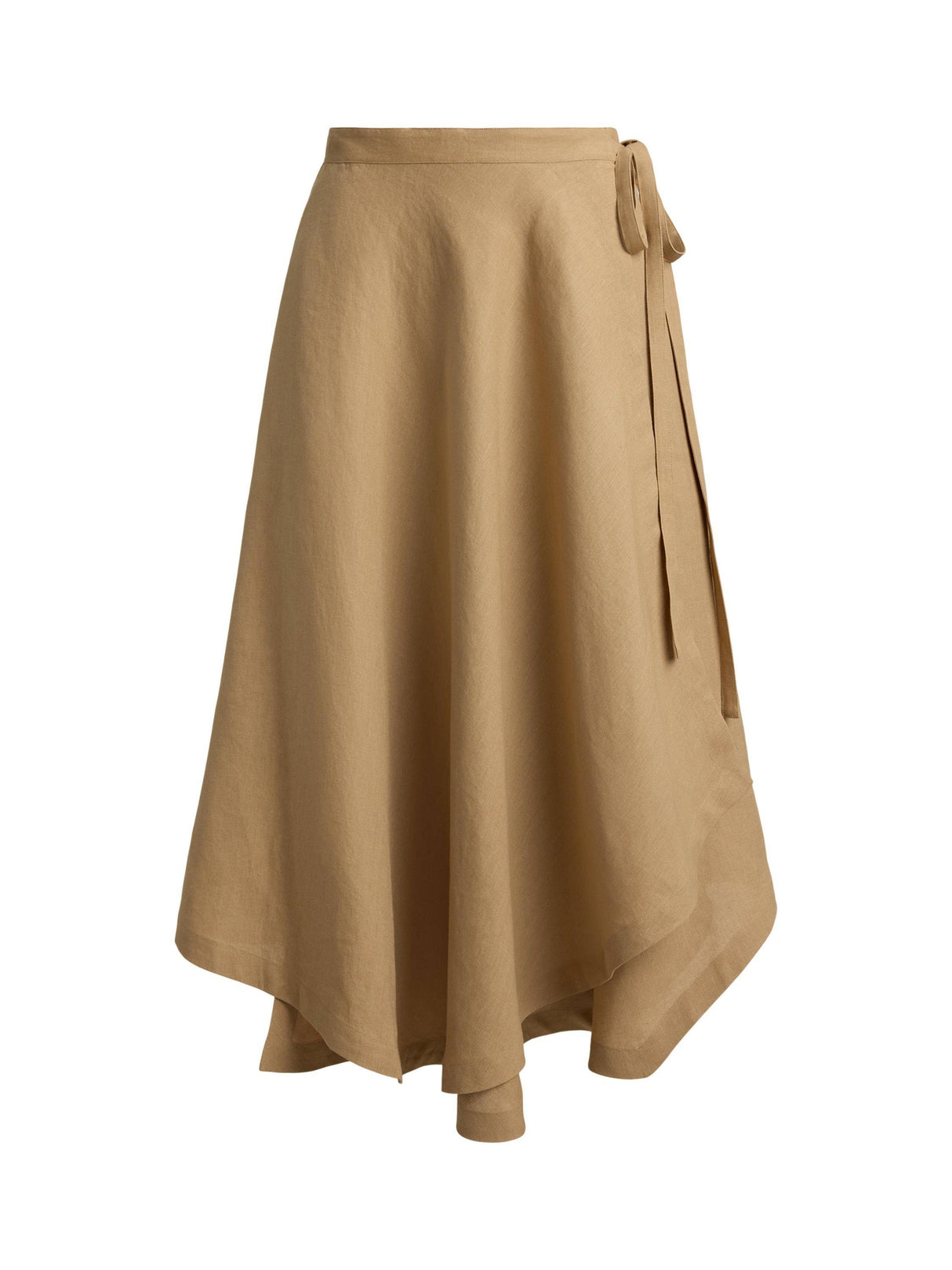 Ralph Lauren Polo Drape Pure Linen A-Line Wrap Skirt - Classic Camel - UK 18
