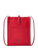 Ralph Lauren Polo Leather Pocket Crossbody Long Strap Flapover Bag - Cherry